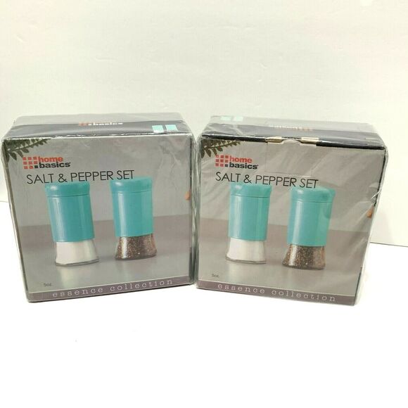2 Pack of Salt and Pepper Shaker Set Turquoise Blue Home Basics NEW - Picture 3 of 12